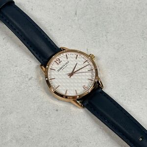 Kenneth Cole Watch Mens 34mm Crystal Bezel Gold Tone Blue Leather New Battery